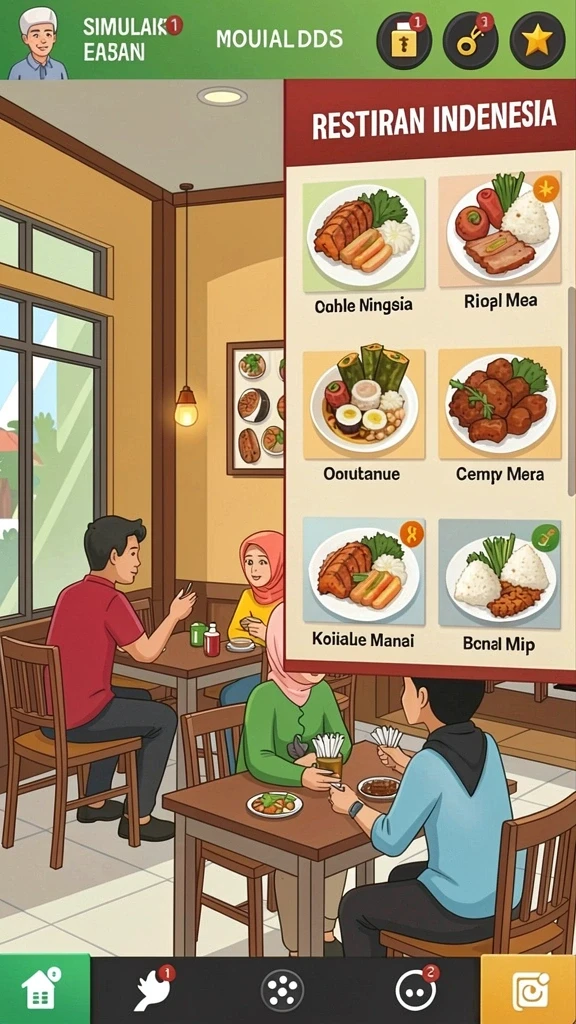 Screenshot menunjukkan tampilan utama permainan dengan karakter yang menarik.